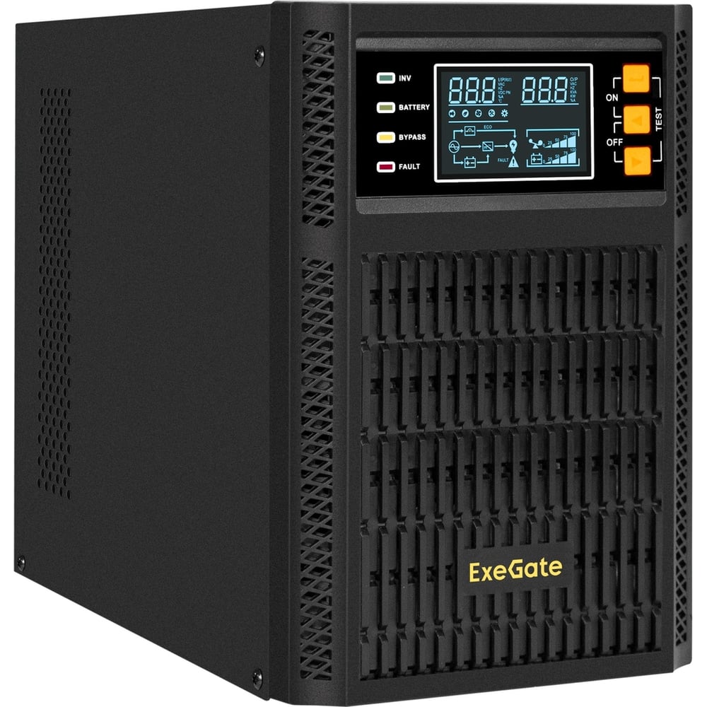 Источник бесперебойного питания ExeGate On-line PowerExpert TL-1000.LCD.AVR.2SH.USB.RS232.SNMP 1000VA/1000W, On-Line, PF=1, LCD, 2 Schuko, RS232, USB, SNMP-slot, встроенные батареи 12V 296947