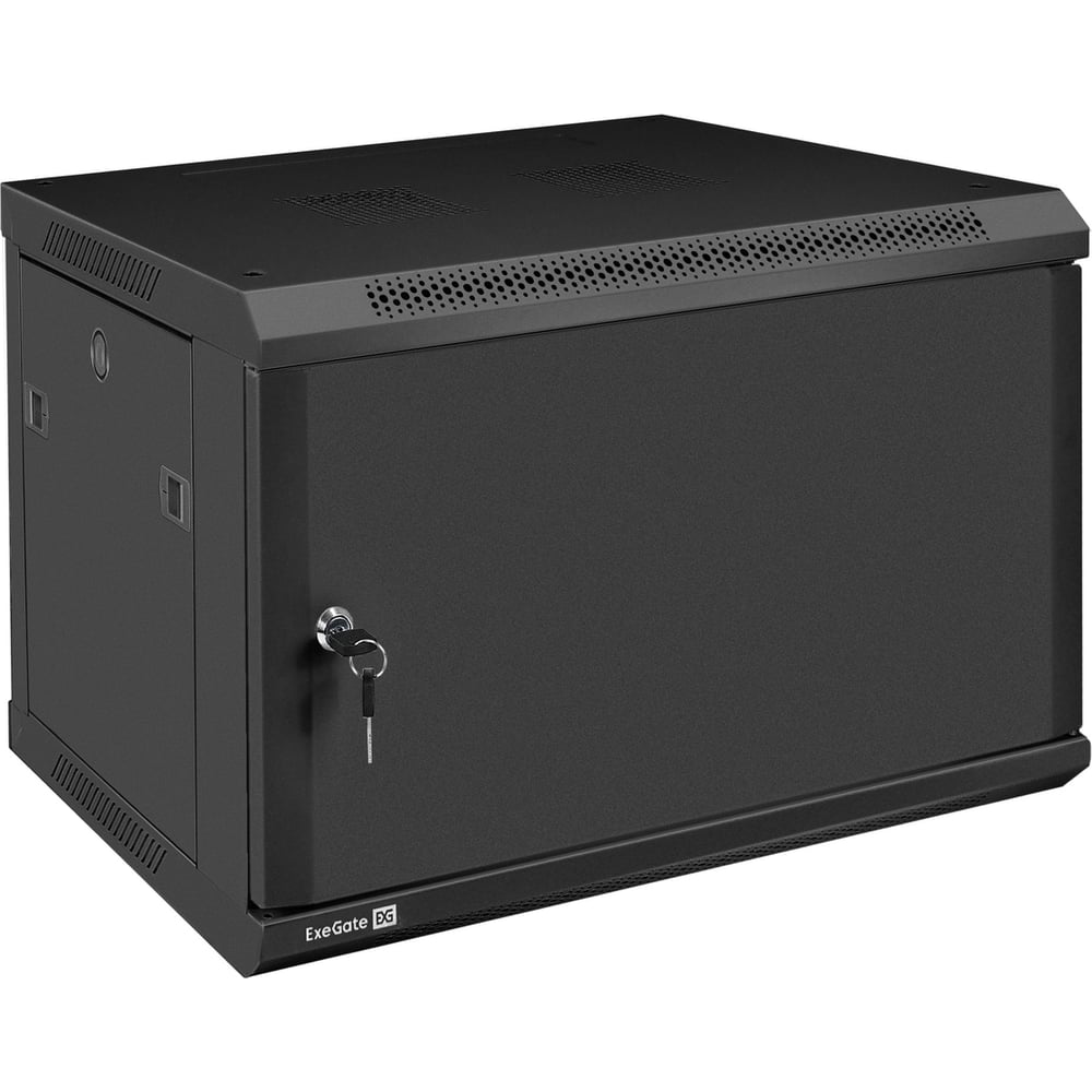Шкаф телекоммуникационный ExeGate 19 настенный 6U EC-WM-6U.450.M.BLACK 19”, 6U, 600x450x370мм ШхГхВ, передняя дверь металл, съемные боковые панели 298617