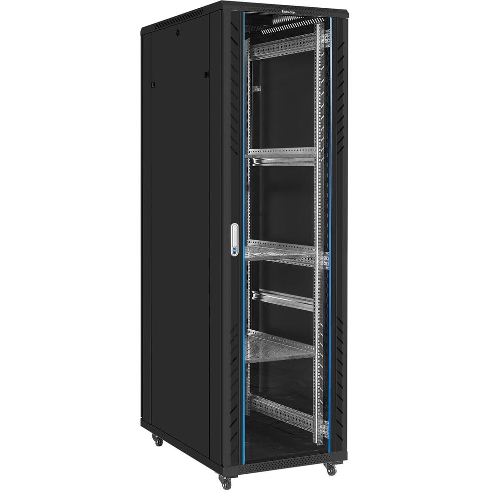 Изображение товара Шкаф телекоммуникационный ExeGate 19 напольный 42U EC-FS-42U.600.1000.G.V.BLACK 19”, 42U, 600x1000x2054мм ШхГхВ, передняя дверь закаленное стекло 300278 Изображение товара Шкаф телекоммуникационный ExeGate 19 напольный 42U EC-FS-42U.600.1000.G.V.BLACK 19”, 42U, 600x1000x2054мм ШхГхВ, передняя дверь закаленное стекло 300278