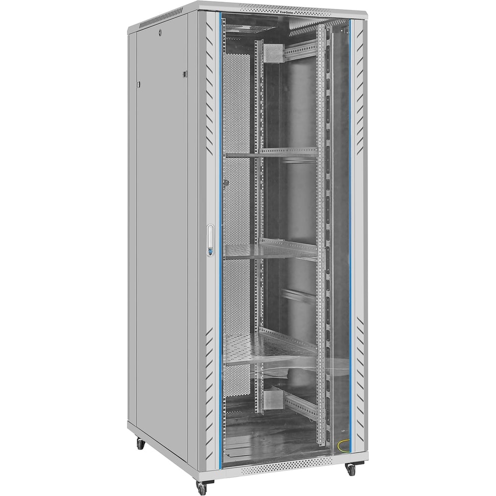 Изображение товара Шкаф телекоммуникационный ExeGate 19 напольный 42U EC-FS-42U.800.1000.G.V.GREY 19”, 42U, 800x1000x2054мм ШхГхВ, передняя дверь закаленное стекло 300284
