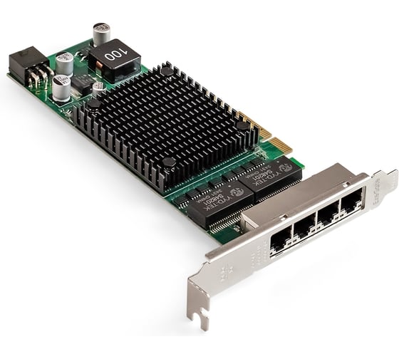 Изображение товара Сетевой адаптер ExeGate EXE-I350-T4V2-PoE PCI-E x4 v2.1, порты 4xRJ45 PoE медные, с поддержкой PoE, 10/100/1000Mbps, Gigabit Frame Grabber NIC Intel Chipset 299014