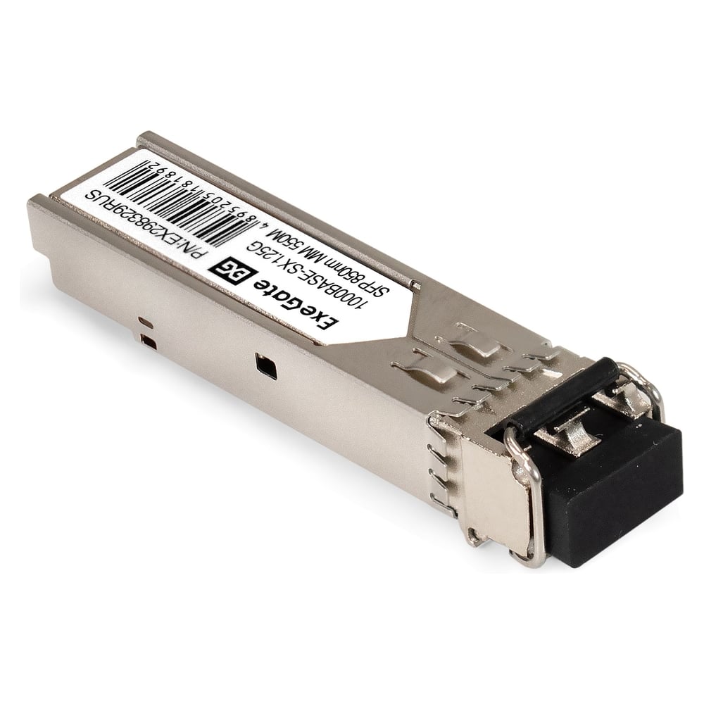 Изображение товара Трансивер ExeGate SFP EXT-1G-MM850-LC2-550M 1000Base-SX для многомодового оптического кабеля, 1,25 Гбит/с, Tx:850/Rx:850 нм, до 550 м, разъем Duplex LC 298329