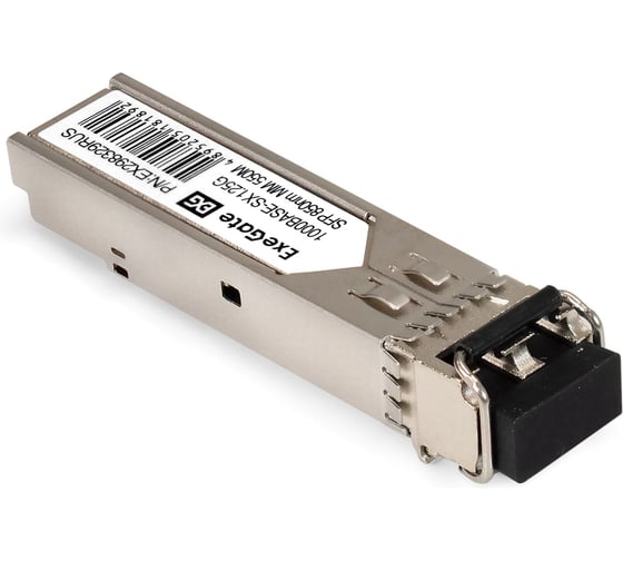 Изображение товара Трансивер ExeGate SFP EXT-1G-MM850-LC2-550M 1000Base-SX для многомодового оптического кабеля, 1,25 Гбит/с, Tx:850/Rx:850 нм, до 550 м, разъем Duplex LC 298329