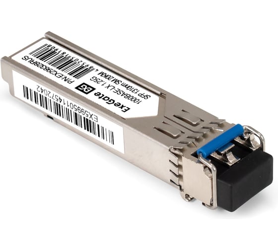 Изображение товара Трансивер ExeGate SFP EXT-1G-SM1310-LC2-20KM 1000Base-LX для одномодового оптического кабеля, 1,25 Гбит/с, Tx:1310/Rx:1310 нм, до 20 км, разъем Duplex LC 298328