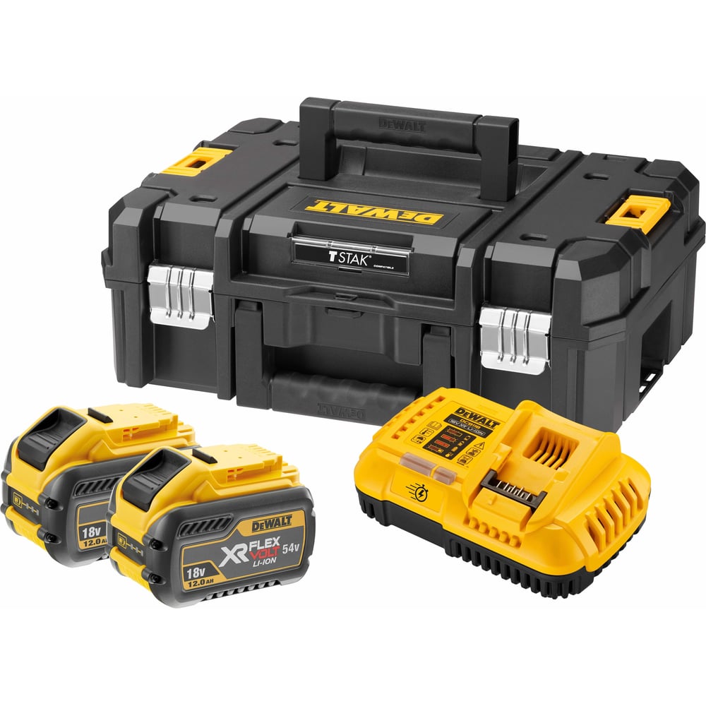 Изображение товара Набор DEWALT 2 АКБ DCB548, Li-Ion, 18/54 В, 12/4 Ач и быстрое зарядное устройство DCB118, 18/54 В, 8 А, в кейсе TSTAK, DCB118Y2T