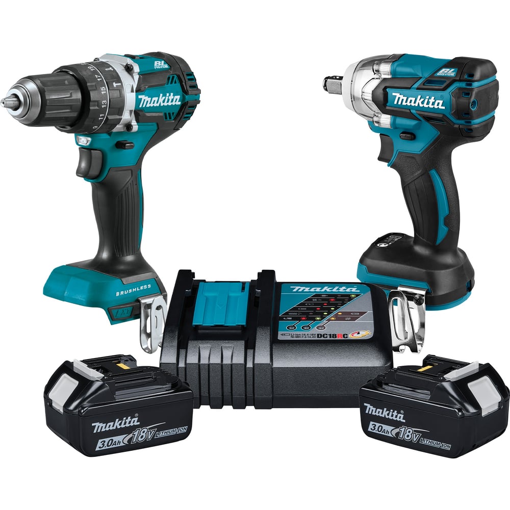 Изображение товара Аккумуляторный набор Makita 18В 3Ач Дрель и Гайковерт Бесщеточные