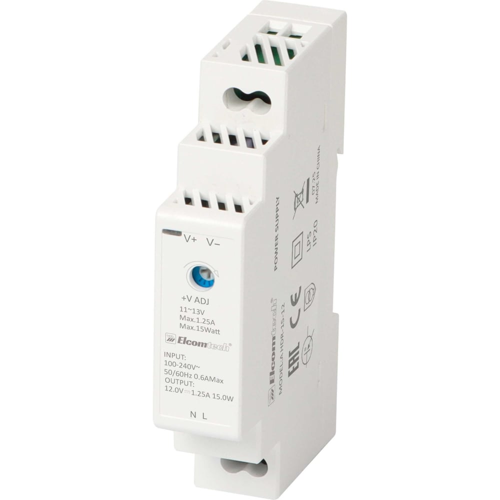 Изображение товара Блок питания ELCOMTECH 12V 15W для DIN-рейки защитой от короткого замыкания Изображение товара Блок питания ELCOMTECH 12V 15W для DIN-рейки защитой от короткого замыкания