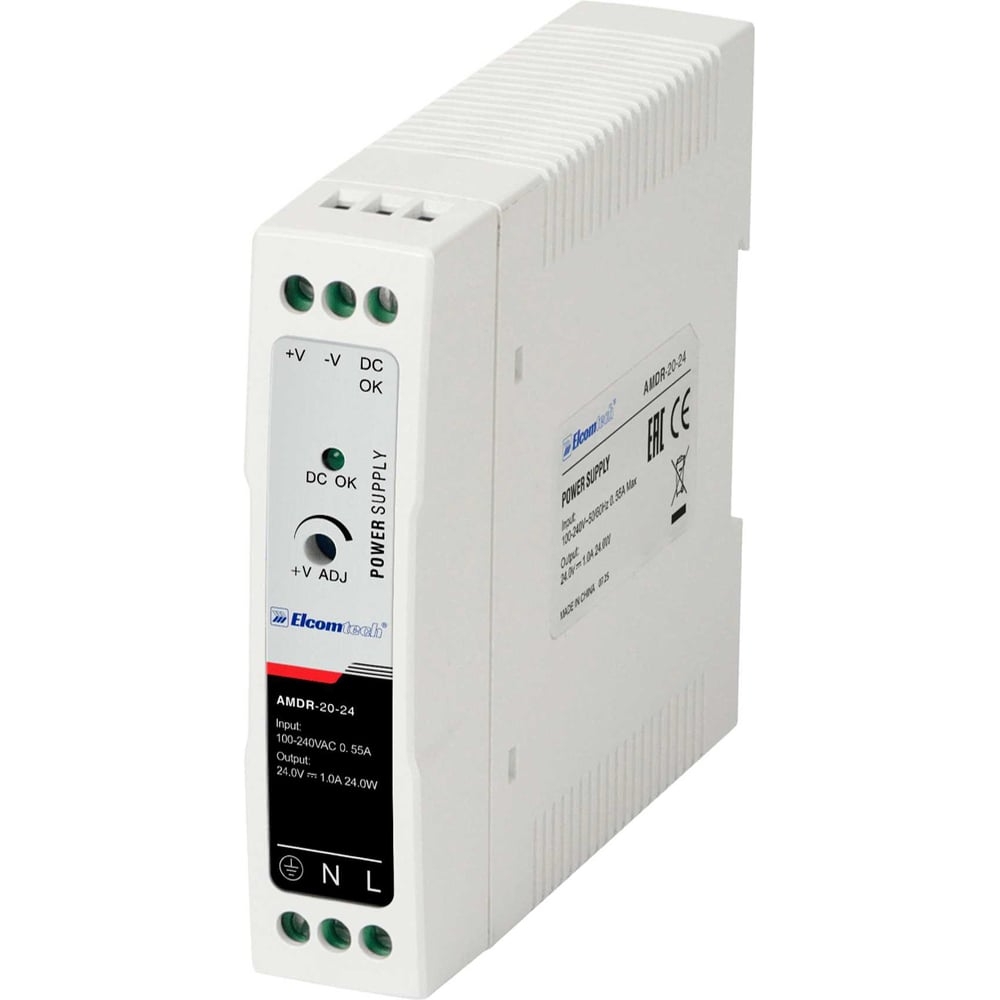 Изображение товара Блок питания ELCOMTECH A MDR-20-24 AC/DC на DIN рейку 24W 24V 1A Пластик УТ-00039978 Изображение товара Блок питания ELCOMTECH A MDR-20-24 AC/DC на DIN рейку 24W 24V 1A Пластик УТ-00039978