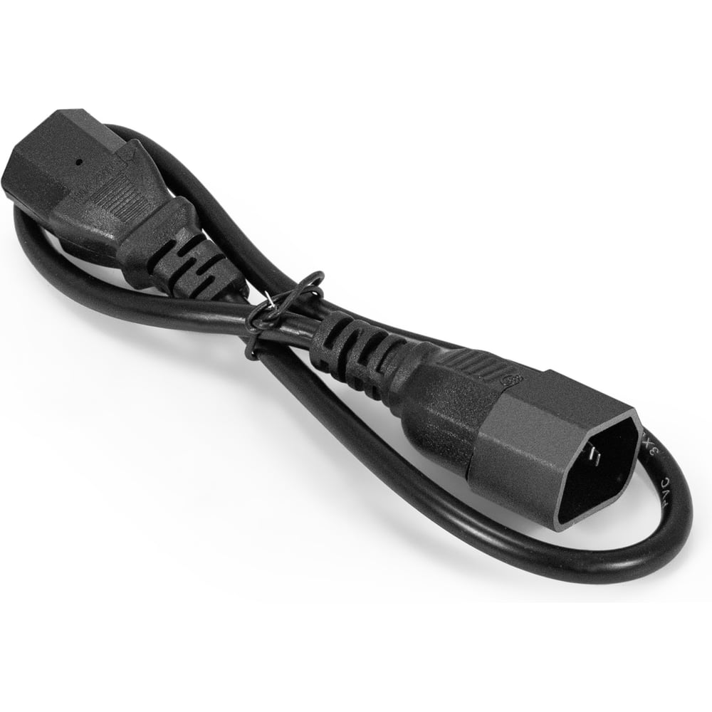 Изображение товара Кабель питания ExeGate Power EC-0,5P C13-C14, VDE-250V-3 1.0mm2, медь, черный, 16A, 0.5м 297747