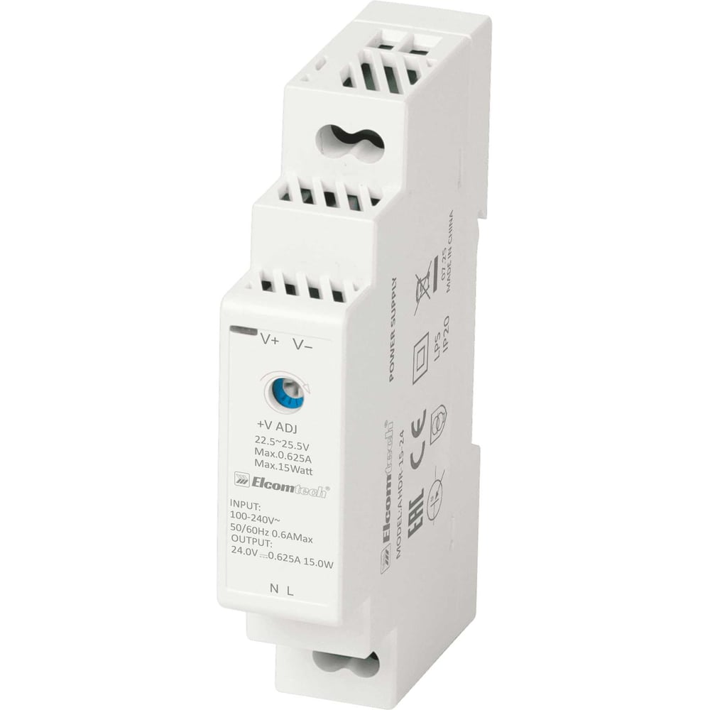 Изображение товара Блок питания ELCOMTECH АHDR-15-24 для DIN-рейки 15W 24V (защита, компактный дизайн) Изображение товара Блок питания ELCOMTECH АHDR-15-24 для DIN-рейки 15W 24V (защита, компактный дизайн)