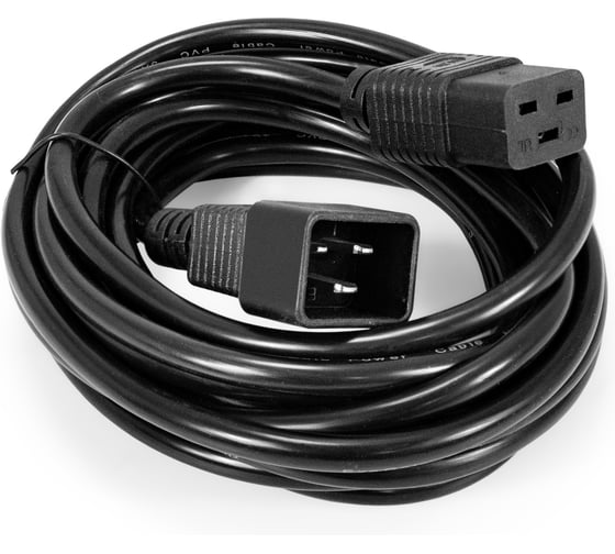 Изображение товара Кабель питания ExeGate UPS Special EC20-5S IEC 320 C19-C20, 3 1.5mm2, CCA, черный, 5м 297809