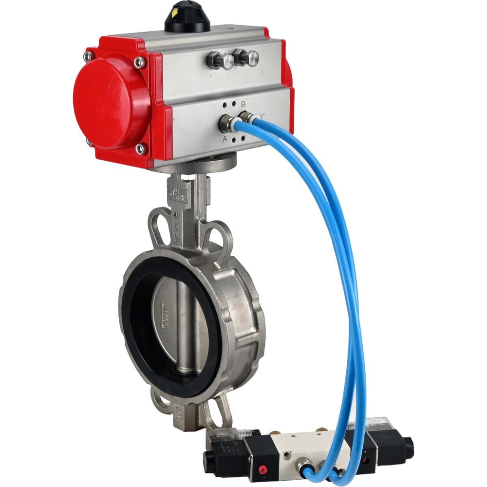 Затвор DN.ru 316L-316L-VITON Ду65 Ру16, с пневмоприводом SA-105, пневмораспределитель PND1-T10-220VAC NAMUR D050-117216