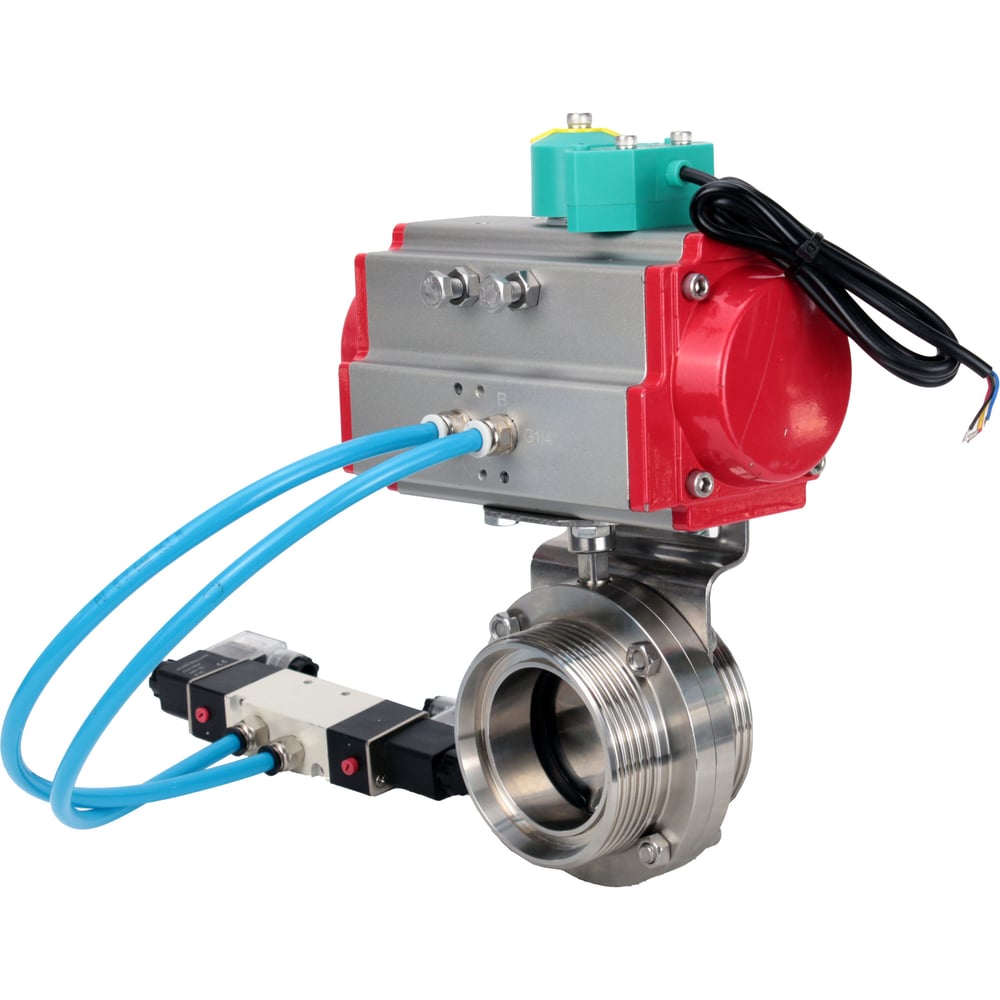 Затвор DN.ru 304-304-Sil-2W-T-H Ду65 Ру10, с пневмоприводом DA-052, пневмораспределитель PND1-T10-220VAC NAMUR, МППП-200 D050-121945