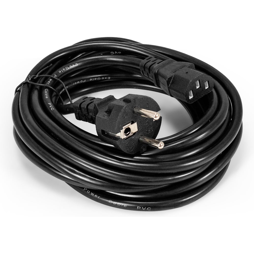 Кабель питания ExeGate Special PC-5S Евровилка Schuko-C13, 3 1.0mm2, CCA, черный, 5м 297799