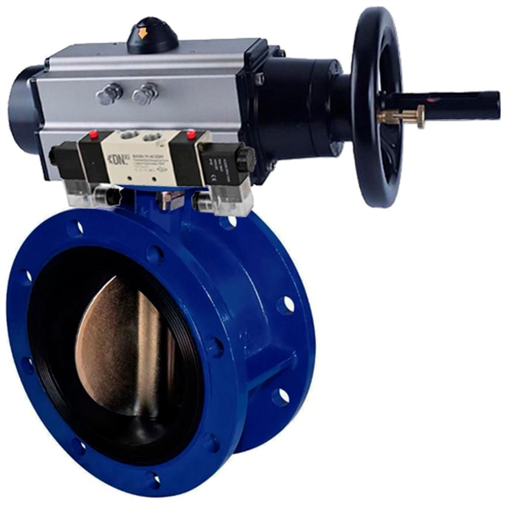 Затвор DN.ru GGG40-304-EPDM-2W-F-H Ду50 Ру16, с пневмоприводом DA-105-1, пневмораспределитель PND1-T08-220VAC NAMUR D050-107199