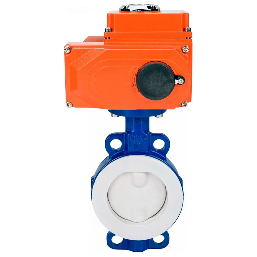Затвор DN.ru WCB-WCB-PTFE-PTFE-Fb-H Ду80 Ру16, с электроприводом QT2-008-380VAC D050-107700