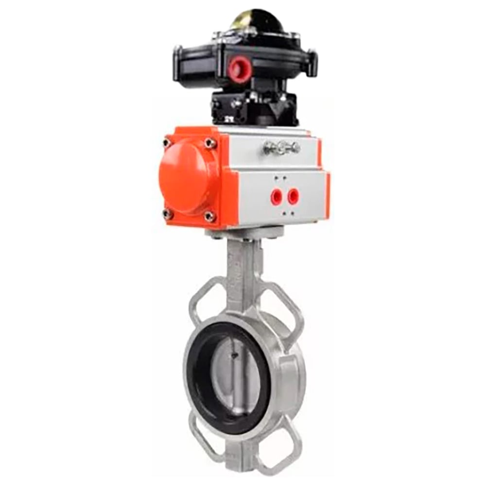 Затвор дисковый поворотный DN.ru 316L-316L-VITON Ду100 Ру16L, с пневмоприводом SA-130 и БКВ LSB-510-02ExM12-250 D050-93649