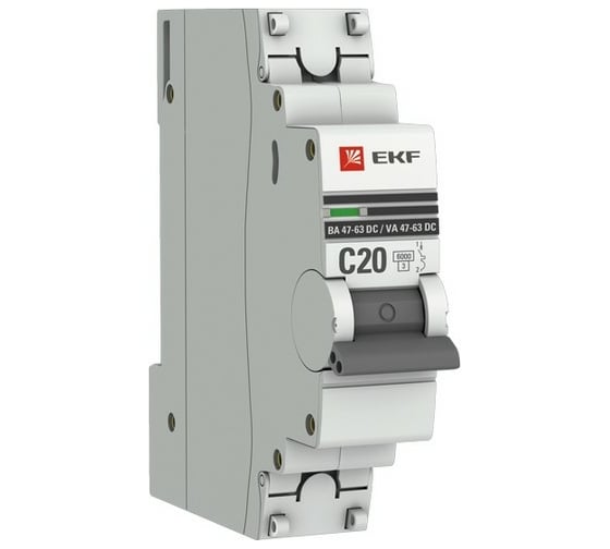 Изображение товара Автоматический выключатель EKF 1P 20А C 6кА ВА 47-63 DC PROxima mcb4763-DC-1-20C-pro