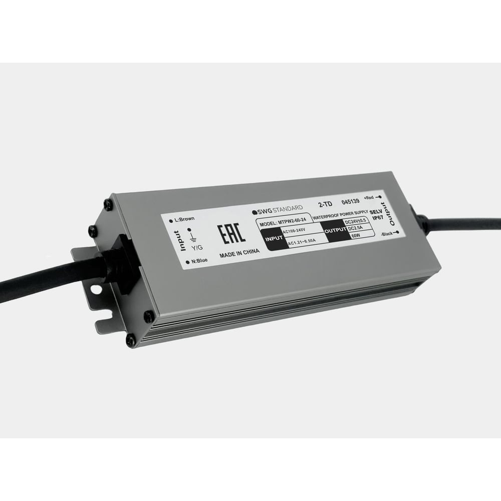 Блок питания SWG MTPW2, 60W влагозащитный IP67, 24V, MTPW2-60-24 00-00045139