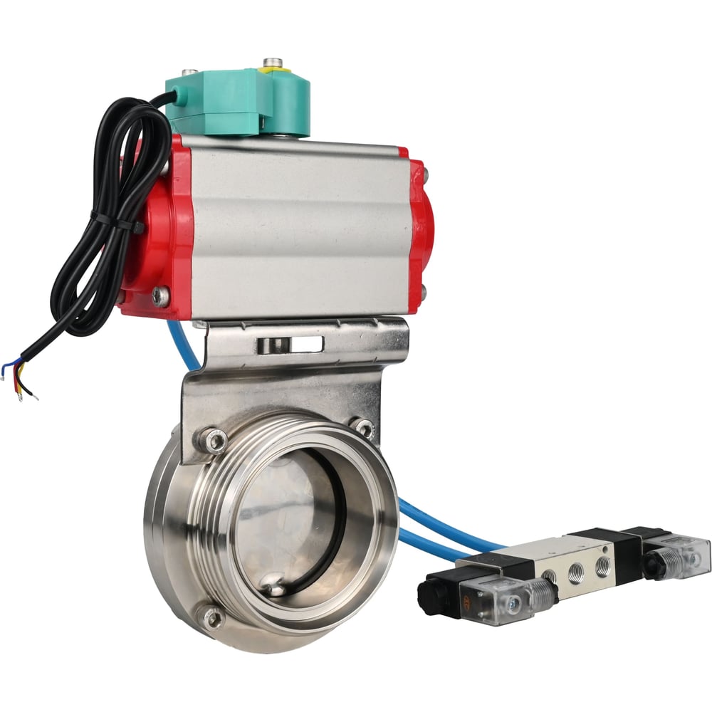 Затвор DN.ru 304-304-EPDM-2W-T-H Ду50 Ру10, с пневмоприводом SA-065, пневмораспределитель, PND1-T10-220VAC NAMUR, МППП-200 D050-110818