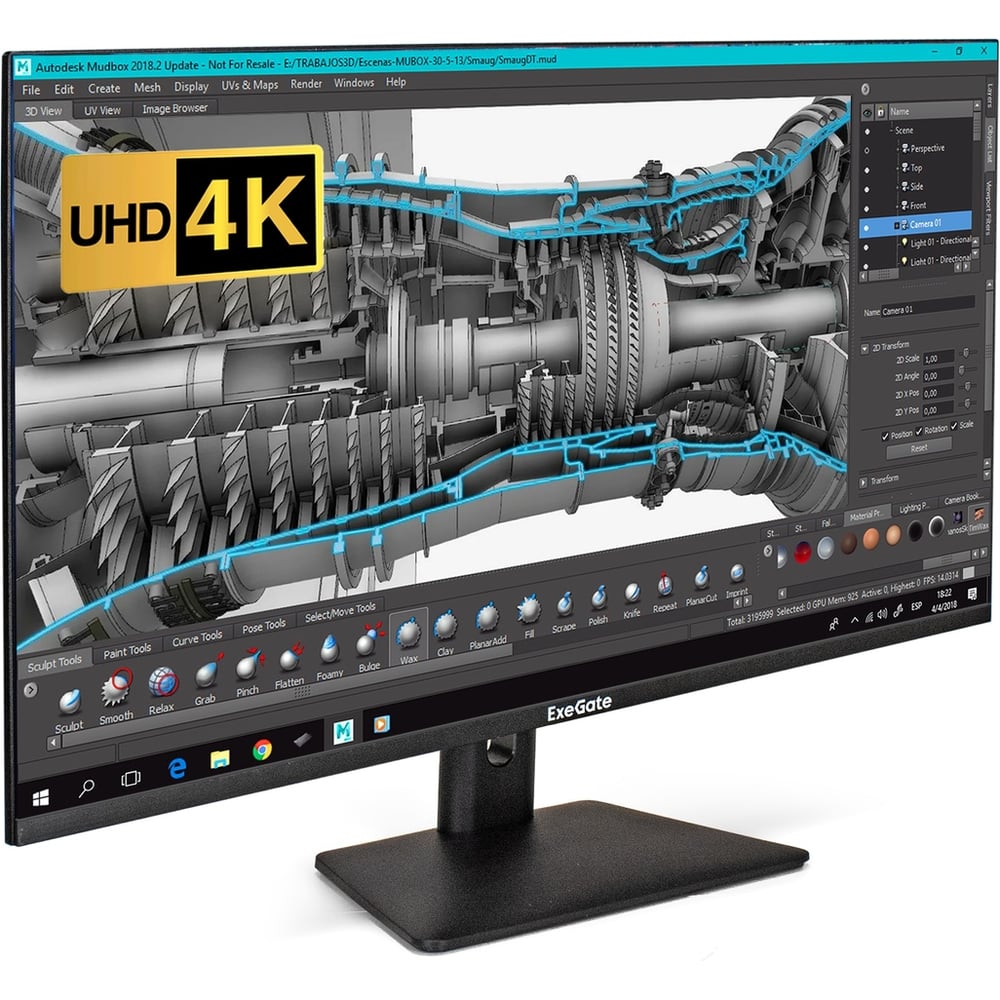 Изображение товара Монитор ExeGate с аудио 31.5 UHD 4K SmartView EF3200C IPS LED Grade A+, 4K, 3840x2160 60Гц UHD 4K , 16:9, 300cd/m2, 1000:1, 178/178, 5ms, 2xHDMI2.0, DisplayPort 299469