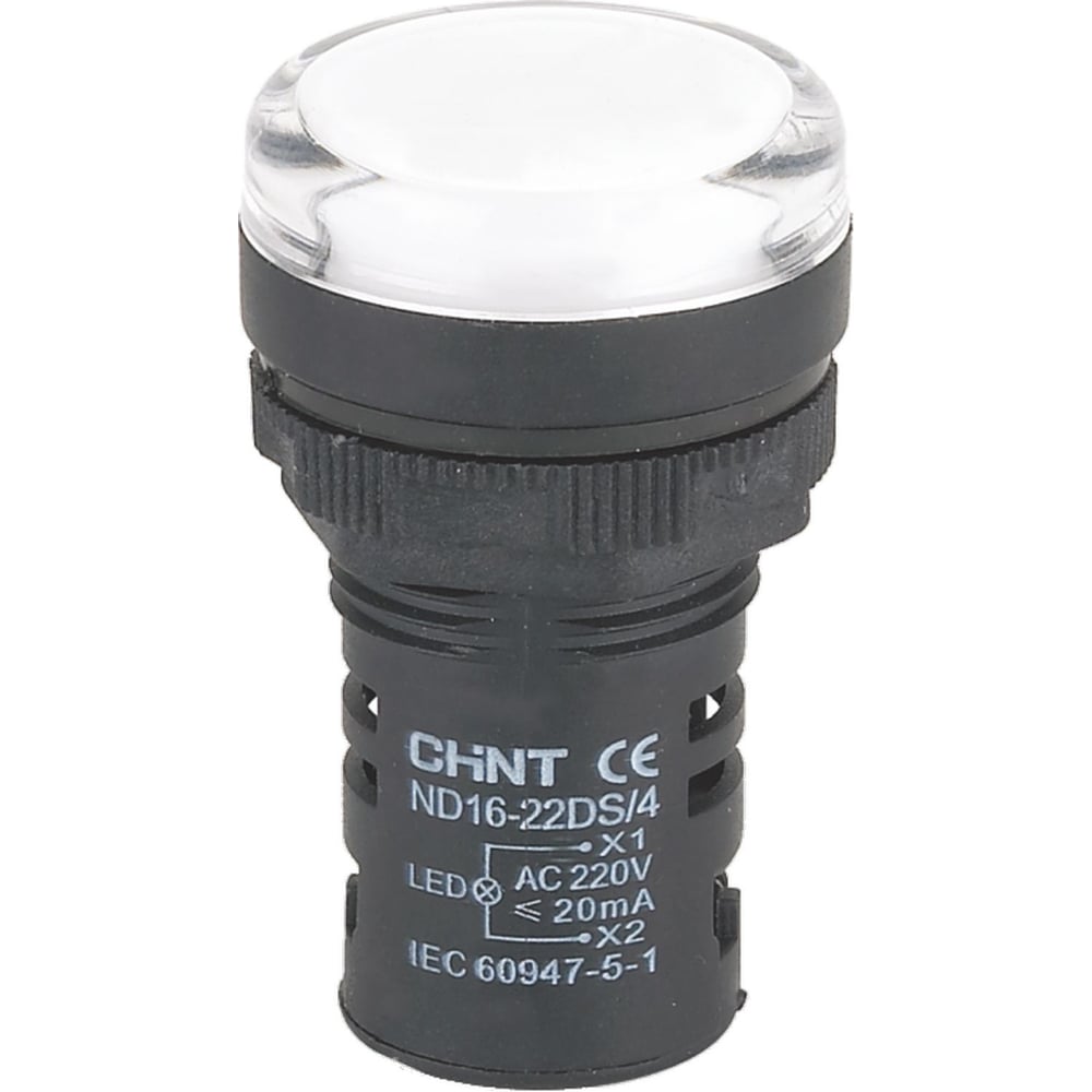 Индикатор световой CHINT ND16-22DS/4C белый, компактный, встроенный конденсатор, IP65 АС380В (R) (уп. 10 шт.) 828187