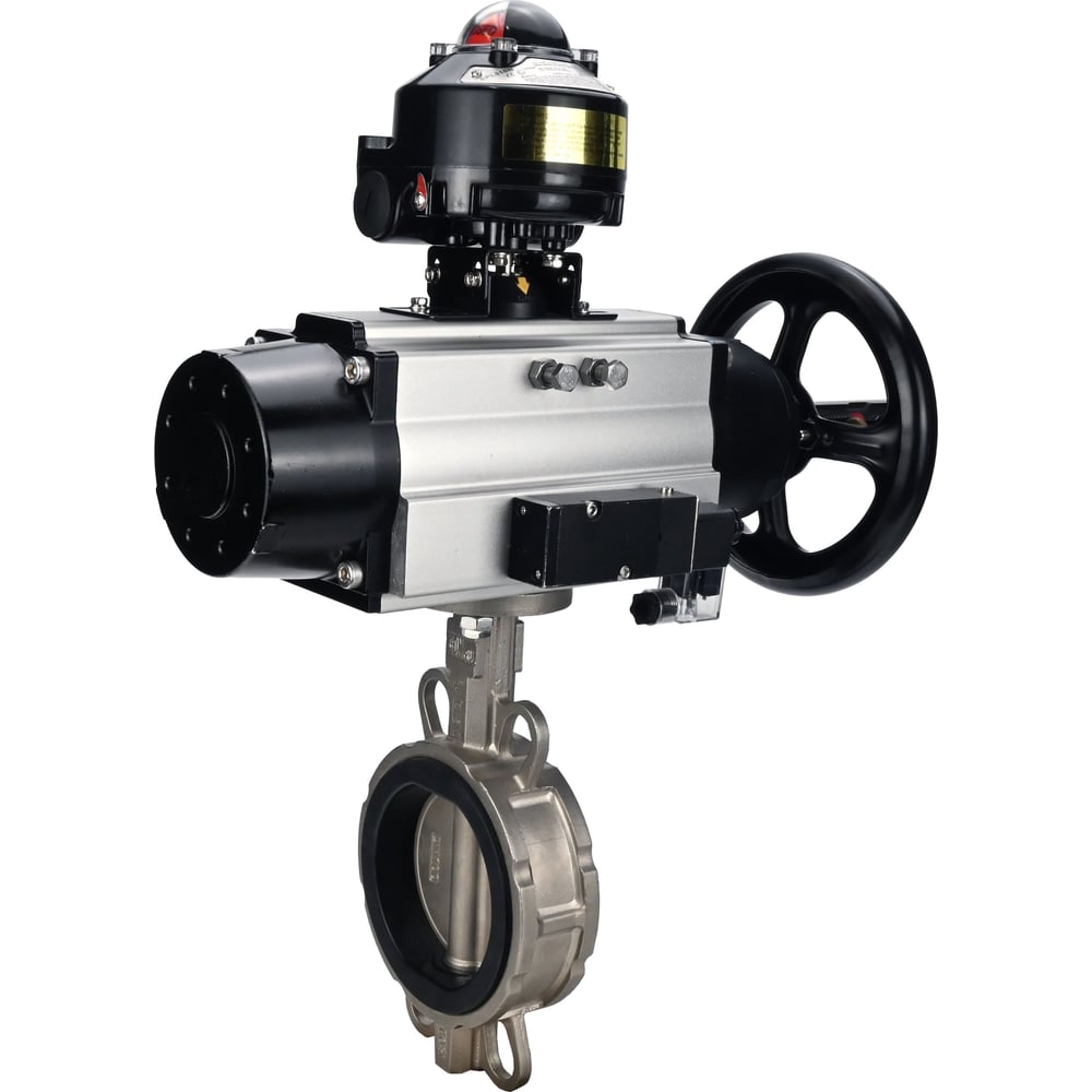 Затвор DN.ru 304-304-EPDM-2W-Fb-H Ду150 Ру16, с пневмоприводом DA-105-1, пневмораспределитель, PND2-24VDC NAMUR, БКВ LSB-510 D050-107933