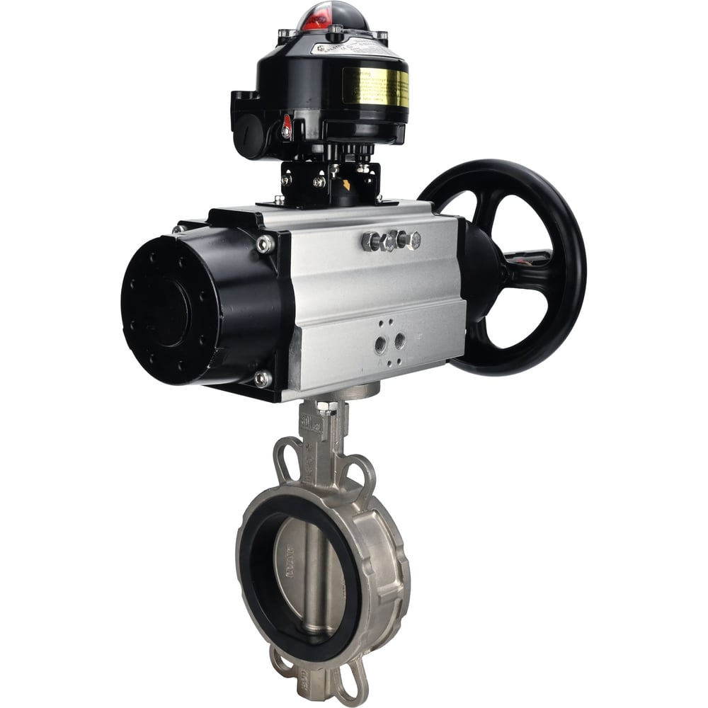 Затвор DN.ru 304-304-EPDM-2W-Fb-H Ду150 Ру16, с пневмоприводом DA-105-1, БКВ LSB-510 D050-107927