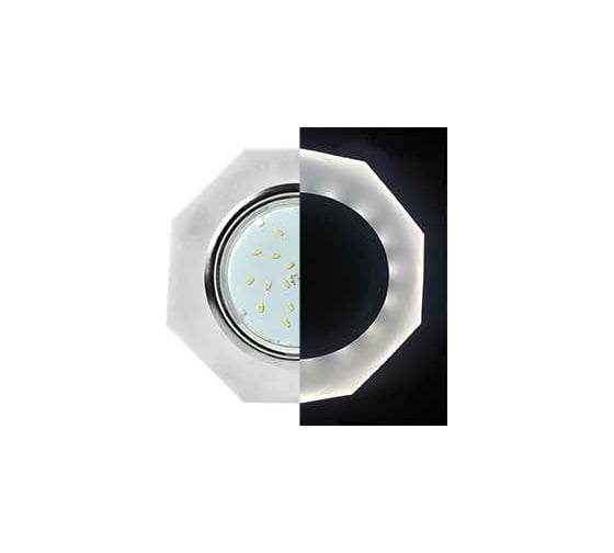 Изображение товара Светильник Ecola GX53 H4 LD5312 Glass стекло, 8-угольник с гранями, подсветка, хром матовый 38x133 SL538AECH