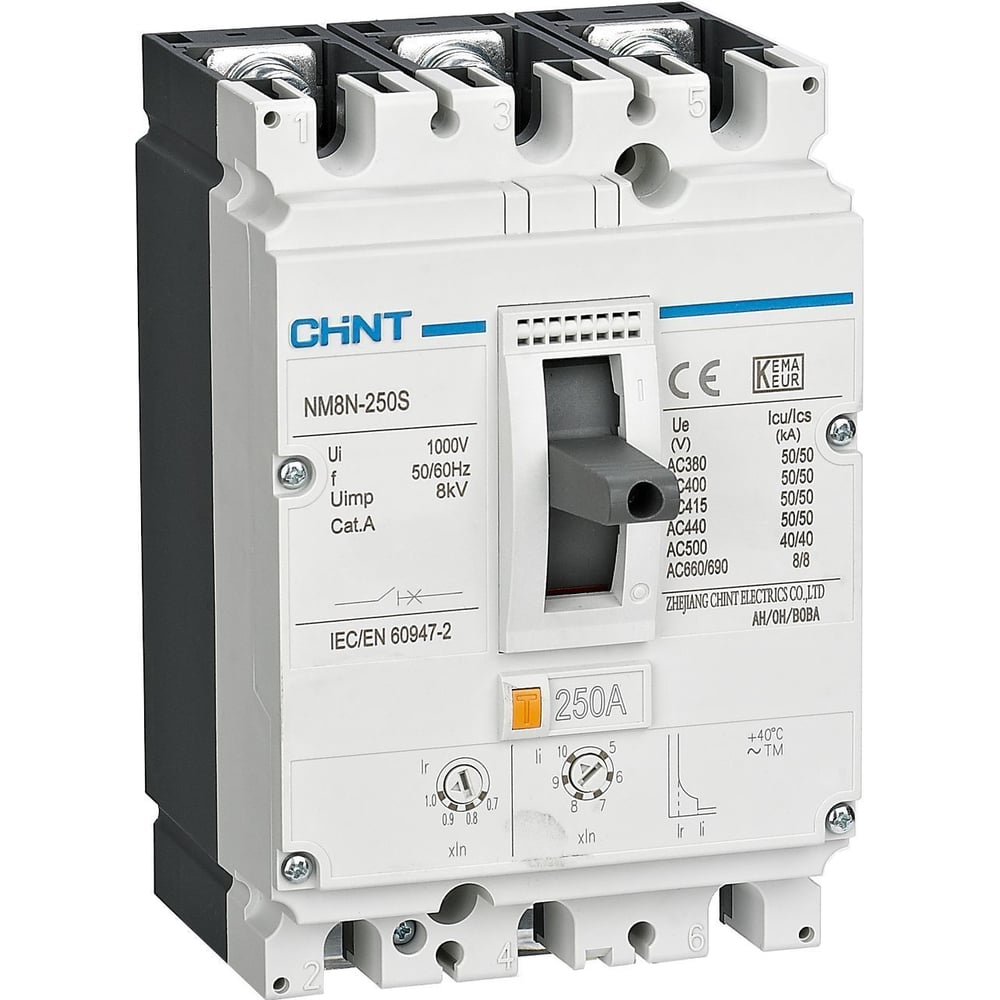 Автоматический выключатель защиты двигателя CHINT NM8N-250R M 250А 150кА 3P (R) 271450