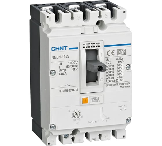 Изображение товара Автоматический выключатель защиты двигателя CHINT NM8N-125C M 16А 36кА 3P (R) 271831