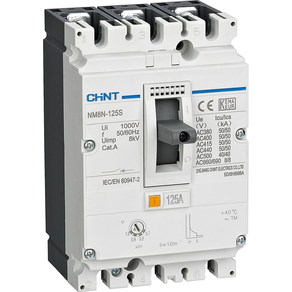 Автоматический выключатель защиты двигателя CHINT NM8N-125Q M 100А 70кА 3P (R) 271859