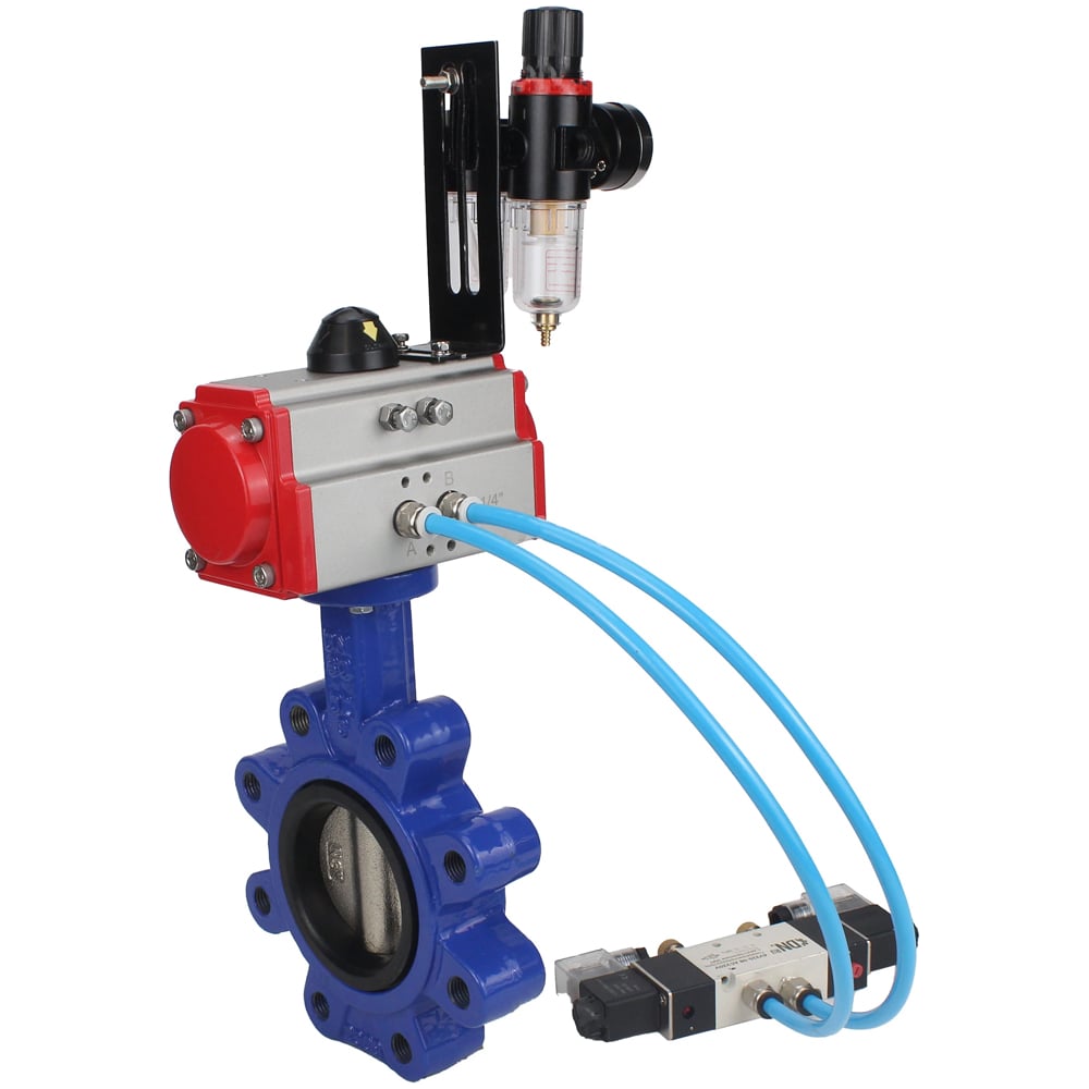 Затвор DN.ru QT450-QT450-NBR-2W-Fb-H Ду125 Ру16 LUG, с пн.прив. SA-140, пн.распр. PND1-T08-220VAC NAMUR, БПВ D050-101771