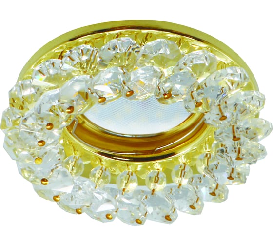 Изображение товара Встраиваемый светильник Ecola MR16 CD4141 GU5.3 круглый, с хрусталиками прозрачный, золото 50x90 FD1618EFY