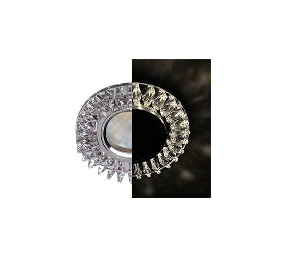 Изображение товара Светильник Ecola MR16 LD1661 GU5.3 Glass стекло, круг, с стразами гребенка подсветка, зеркало-хром 42x95 SK16RCEFB