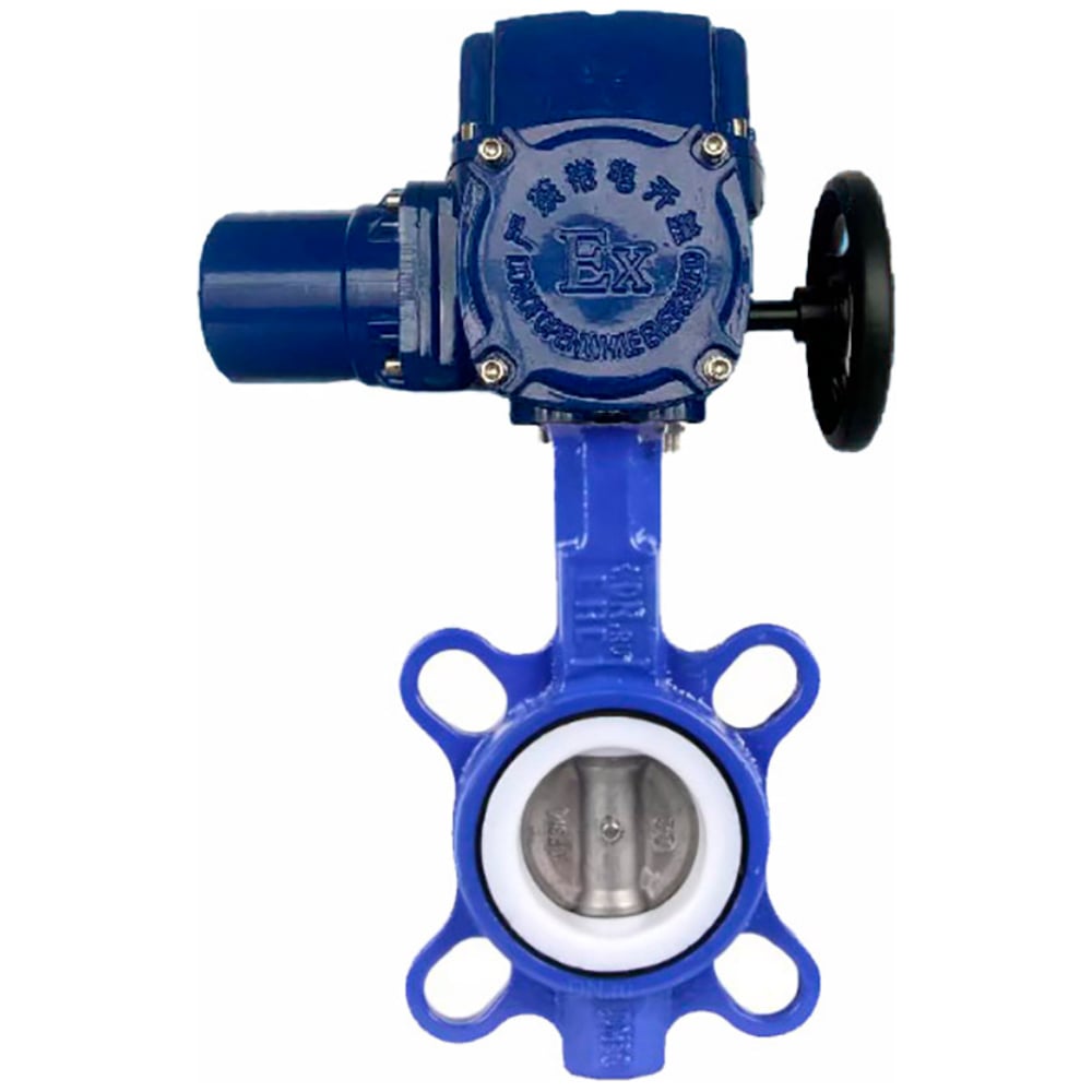 Затвор DN.ru WCB-316L-PTFE Ду100 Ру16, с электроприводом QT-W (M) EX-015 220В D050-94895