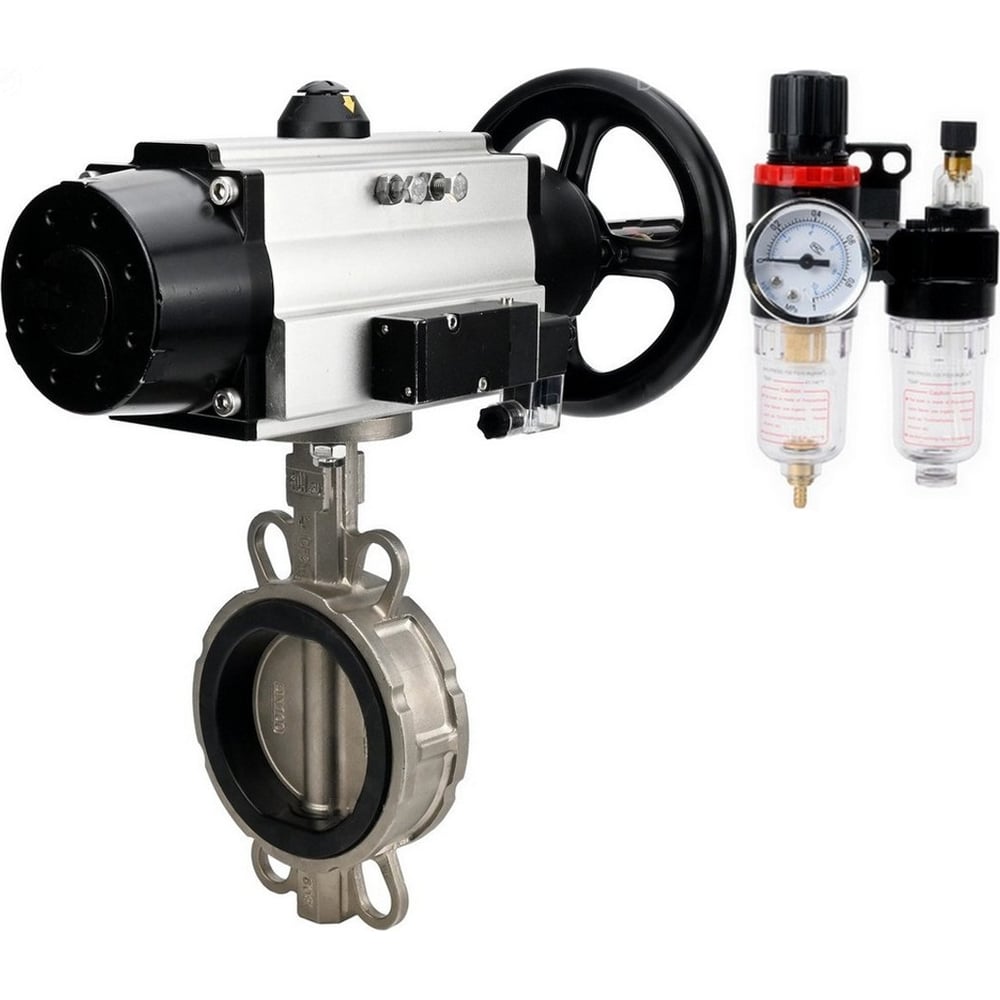 Затвор DN.ru WCB-316L-PTFE Ду100 Ру16, с пн.прив. DA-105-1, пн.распр. PND2-220VAC NAMUR, БПВ D050-95318