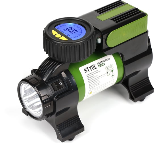 Изображение товара Автомобильный компрессор STVOL 45 л/мин, 14А, электронный манометр, фонарь SCR45D