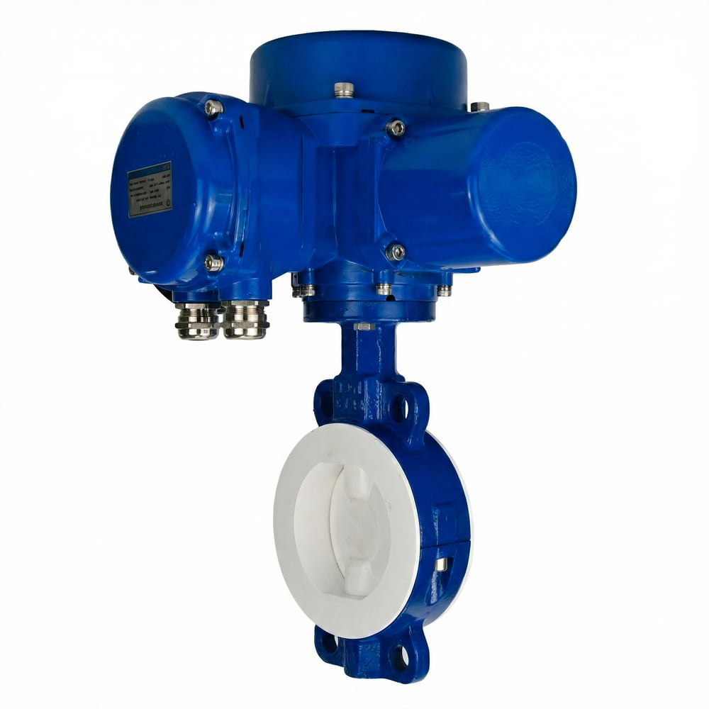 Затвор DN.ru дисковый поворотный WCB-WCB-PTFE-PTFE-Fb-H Ду100 Ру16 с электроприводом QT-010 220В D050-92115