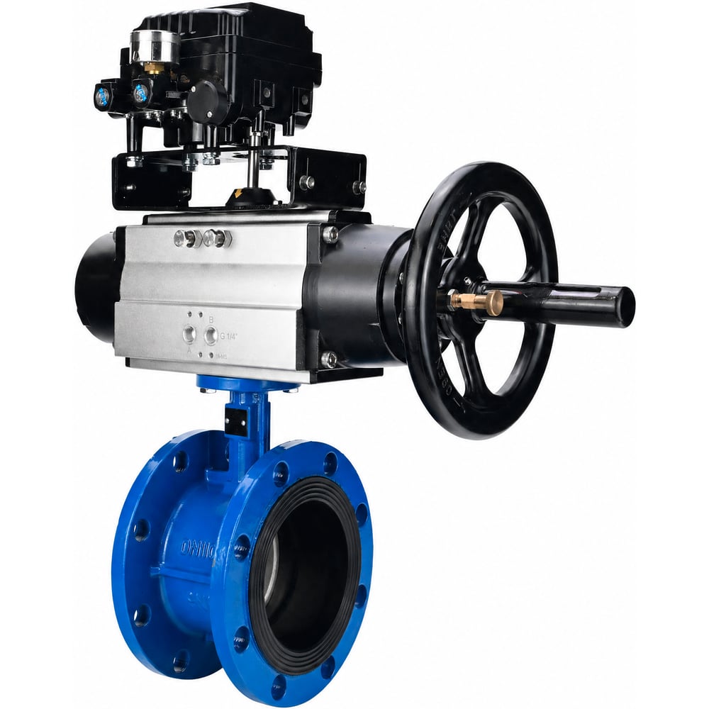 Затвор DN.ru дисковый поворотный GGG40-304-EPDM-2W-F-H Ду80 Ру16 фланцевый с пневмоприводомодом DA-105-1 и позиционером EPRP1-NU-0-08 D050-92204