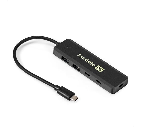Изображение товара USB-Хаб концентратор 4-в-1 ExeGate DUB-2C2P/5G кабель-адаптер USB 3.2 Gen1 Type C 2xUSB3.2 Gen1 Type-A 5G /2xUSB3.2 Gen1 Type-C 5G, SuperSpeed USB 5Gbps, 298176