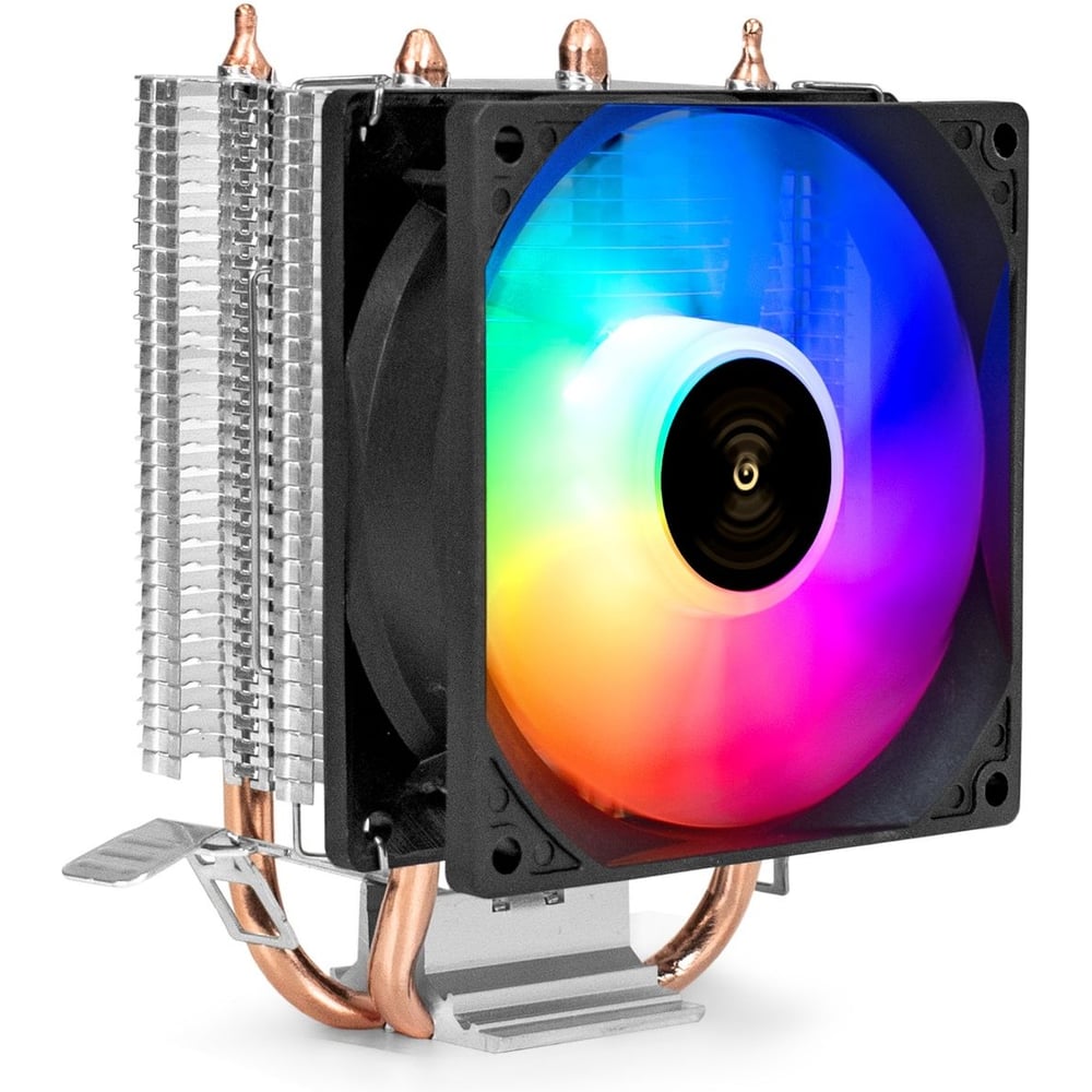 Кулер ExeGate Wizard EXX200-PWM.RGB Al+Cu, 2 тепл.трубки, LGA775/1150/1151/1155/1156/1200/1700/1851/AM2/AM2+/AM3/AM3+/AM4/AM5/FM1/FM2/754/939/940, TDP 95W, F 299659