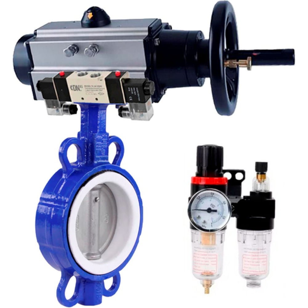 Затвор DN.ru WCB-316L-PTFE Ду40 Ру16, с пн.прив. DA-105-1, пн.распр. PND1-T10-220VAC NAMUR, БПВ D050-118508