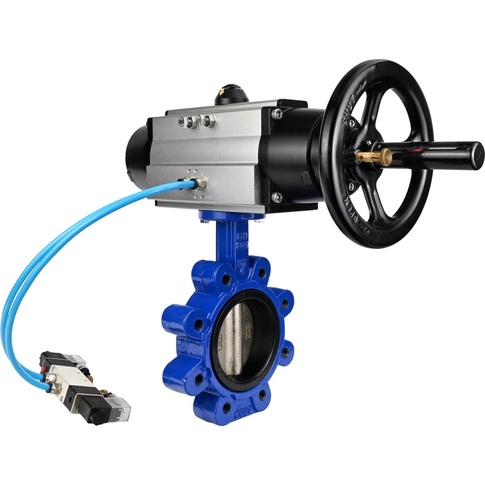 Затвор DN.ru QT450-QT450-NBR-2W-Fb-H Ду125 Ру16 LUG, с пн.прив. DA-105-1, пн.распр. PND1-T10-220VAC NAMUR D050-101538