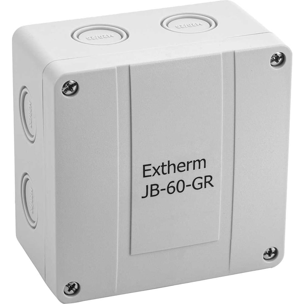 Изображение товара Коробка распределительная EXTHERM 110*110*67 мм IP 66, серая, в комплекте с клеммным рядом 5х6 мм², 41А JB-60-GR Изображение товара Коробка распределительная EXTHERM 110*110*67 мм IP 66, серая, в комплекте с клеммным рядом 5х6 мм², 41А JB-60-GR