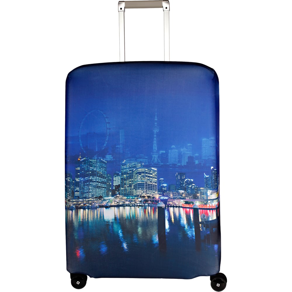 Изображение товара Чехол для чемодана ROUTEMARK Voyager SP240 размер M/L синего цвета с принтом городов