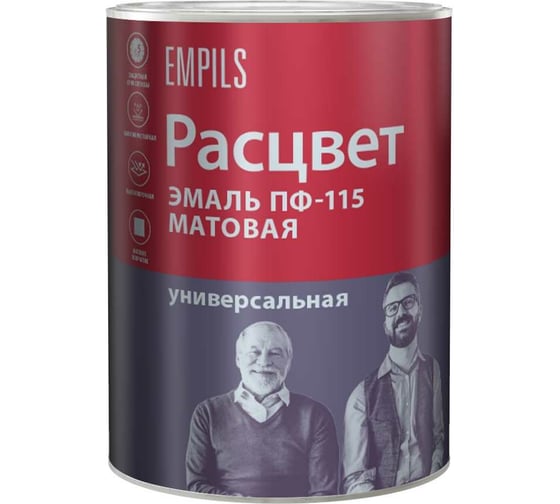 Изображение товара Универсальная эмаль Расцвет ПФ-115 матовая, белая, 0.9 кг 10816