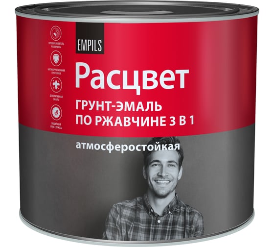 Изображение товара Грунт-эмаль по ржавчине Расцвет алкидная, светло-серая, 1.9 кг 72968