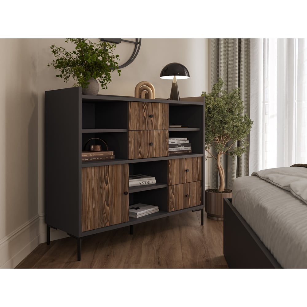 Буфет 1200 Тераввио графит/сосна глэм 1214х450х1080 мм Alternative 66088