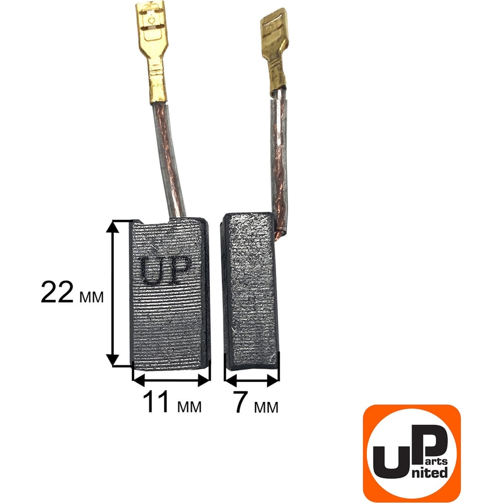 Изображение товара Щетка графитовая для эл. инструмента UNITED PARTS 7х11х22мм АВТОСТОП (маленькая клемма 3мм) 90-1402 Изображение товара Щетка графитовая для эл. инструмента UNITED PARTS 7х11х22мм АВТОСТОП (маленькая клемма 3мм) 90-1402